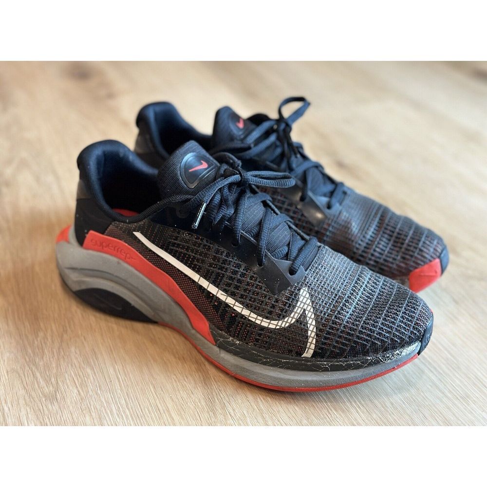 Nike Black Red Gray Running Shoes with White Swoosh